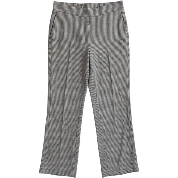 Cristina Pants - Cristina Womens Grey White Pinstripe Linen Blend Straight Leg Pants Size M